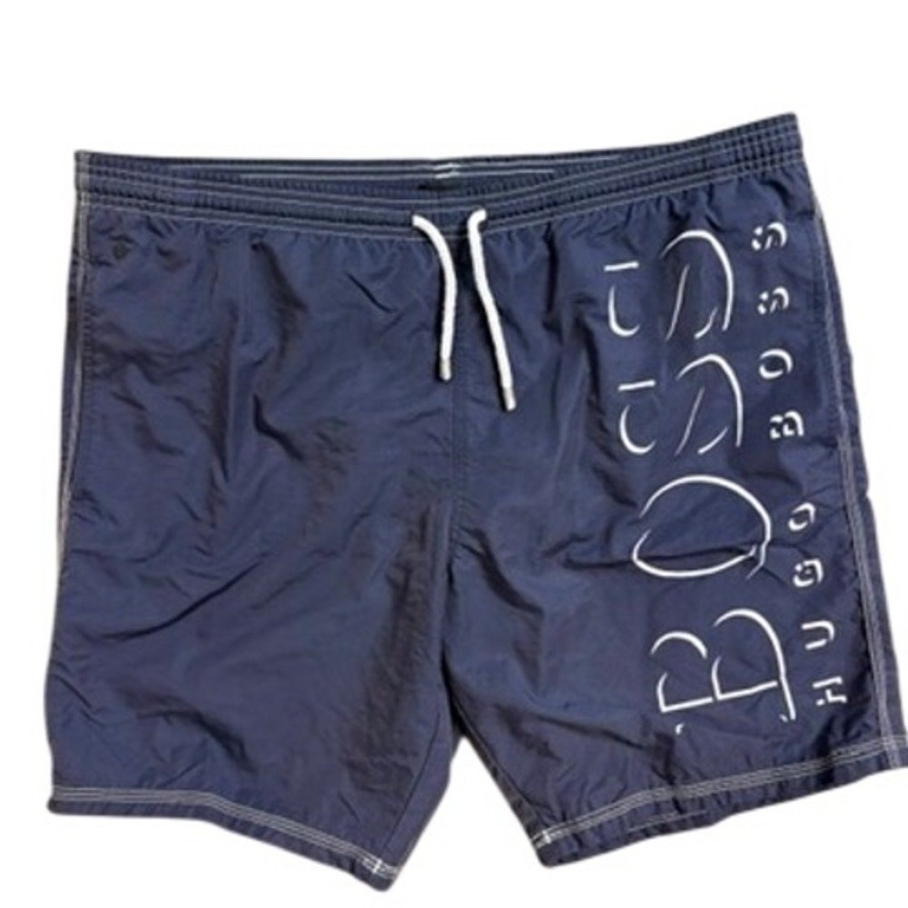 Hugo Boss Mens Killfish Swim Trunks Shorts Navy Blue Graphic Logo Size Large